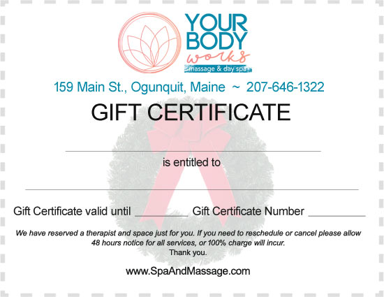 Your Body Works Print Gift Certificate Page